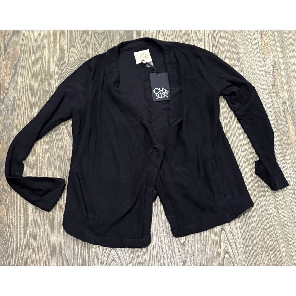 NWT Chaser Womens Open Front Cardigan Long Sleeve Casual Layer Black Size S